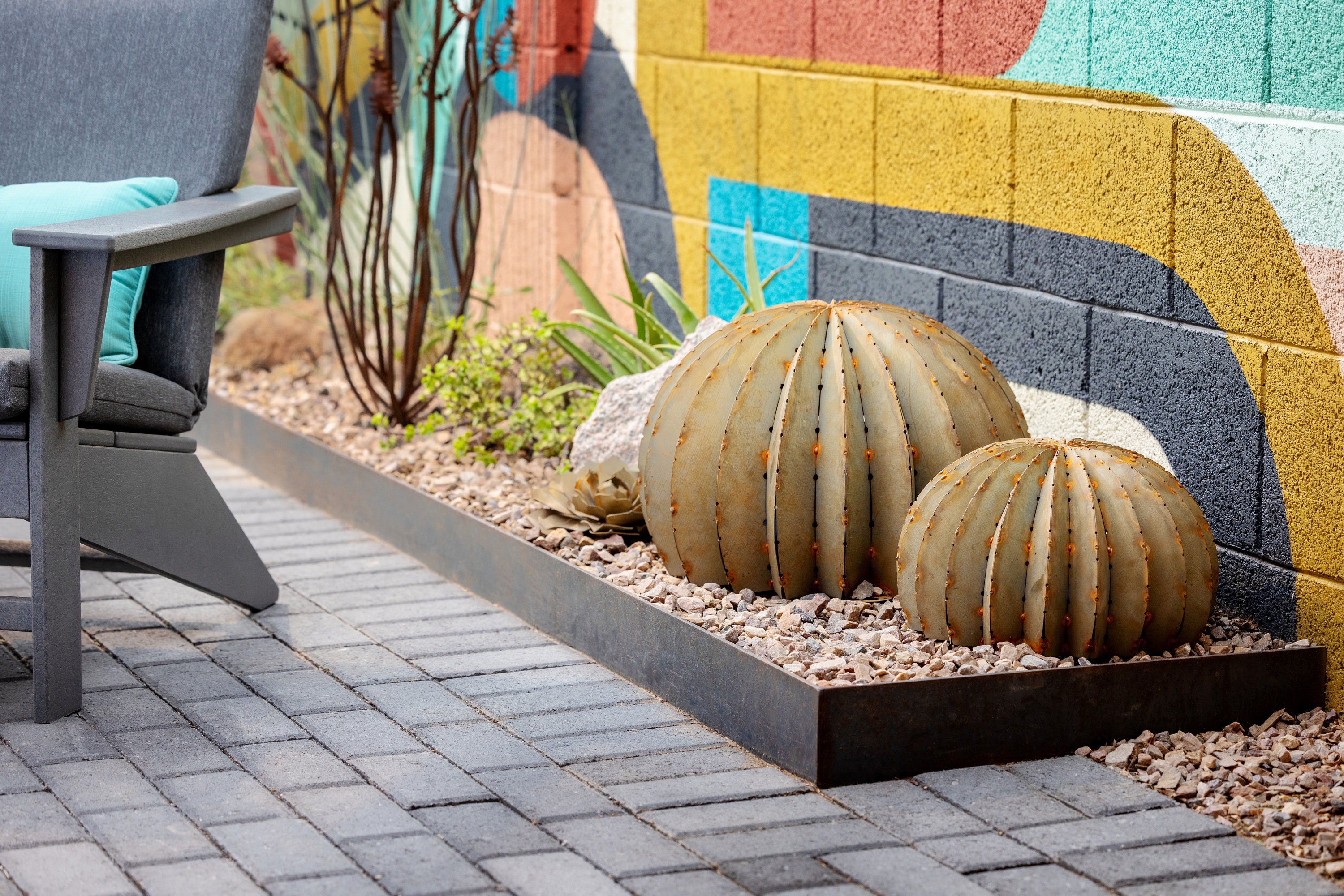 Golden Barrel Cactus Desert Landscaping, Zeroscaping, Xeriscape, Drought Resistant, No Maintenance, Yard Art, Sculpture- FREE Shipping