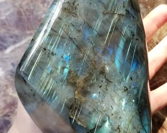 1268g Labradorite Self Standing Boulder Display, Polished Labradorite Crystal Display, Large Labradorite Crystal, Display Crystal, #J591