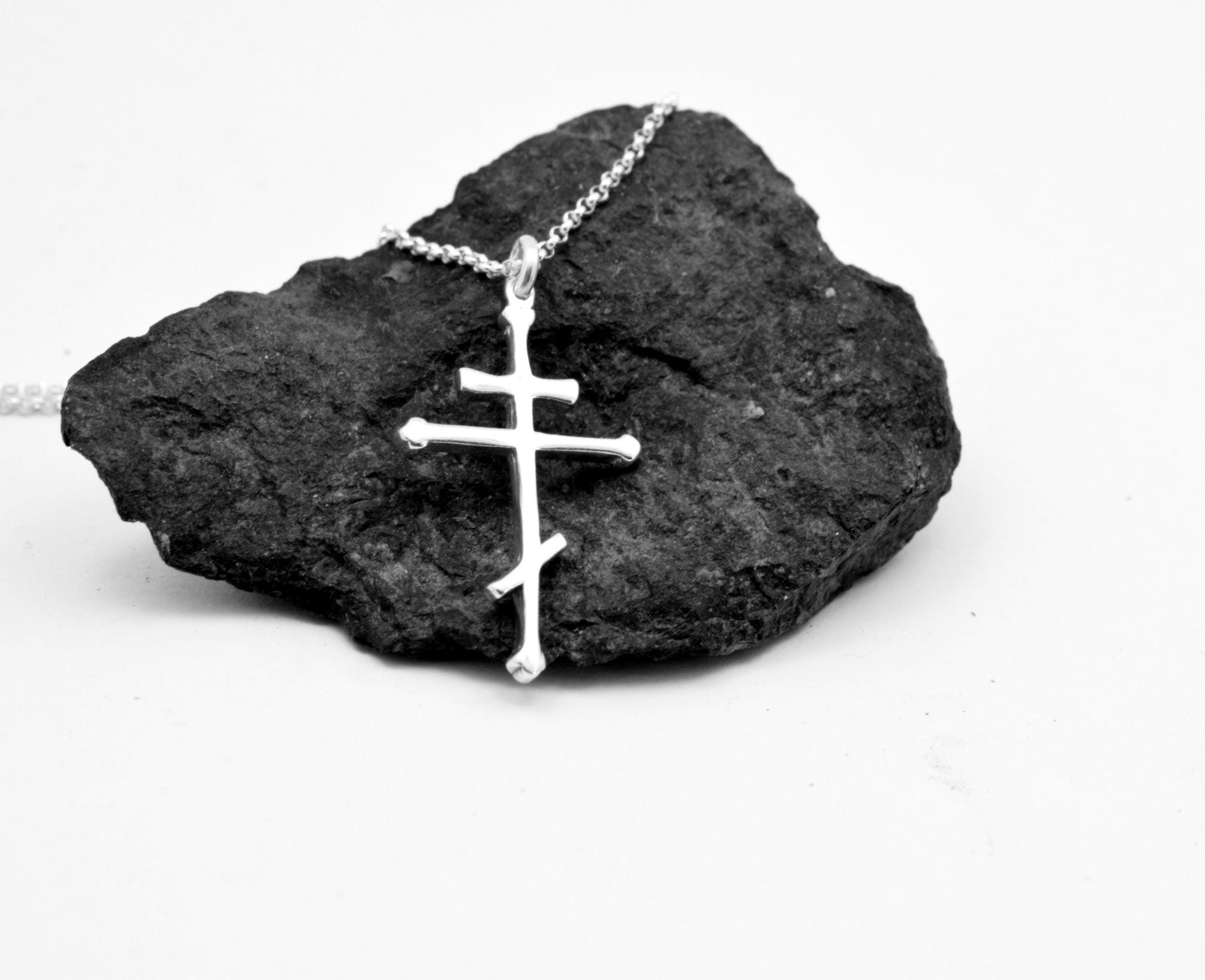 NKlaus 925er Sterlingsilber Kreuz Anhänger - Orthodoxes Kruzifix 30mm Für Taufe