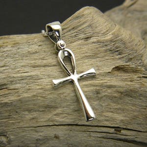 Sterling Silver Ankh Cross Pendant Egyptian cross symbol of life amulet black leather necklace for men unisex cross black leather necklace