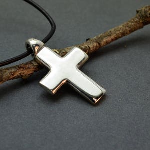 Sterling silver cross necklace, silver men's solid cross pendant heavy Christening gift big unisex cross