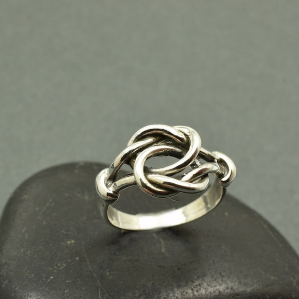 Bague d'éternité en argent sterling avec noeud d'amour, cadeau double noeud pour petite amie, bague de meilleur ami pour petit ami, taille 6,5 et 10