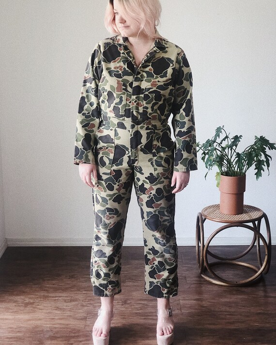 Camouflage Coveralls - Vintage Jumpsuit - 60s 70s