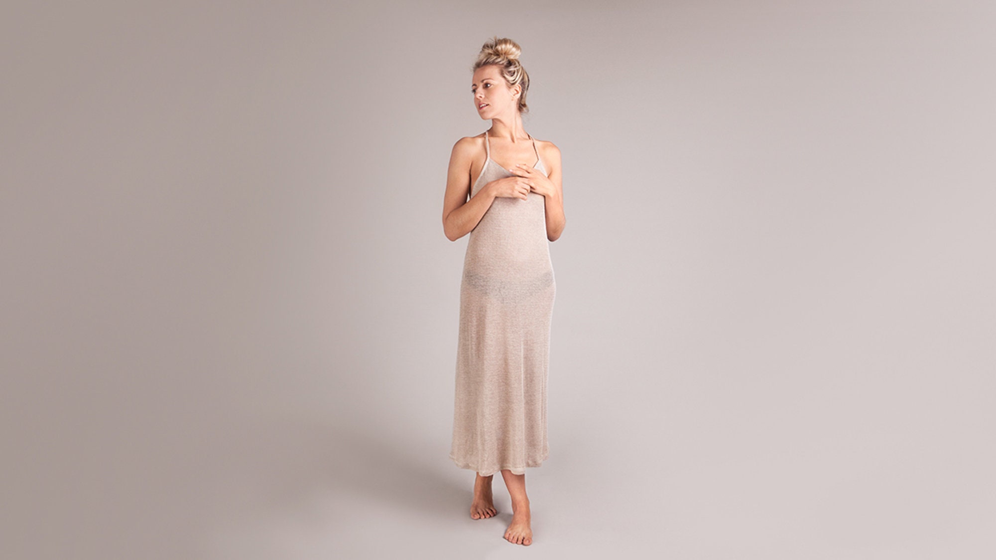100 Knitted Linen Seethrough Racerback Dress Natural Linen Etsy UK