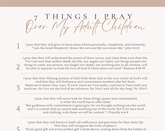 7 Things I Pray Over My Adult Children prayer printable PDF instant download