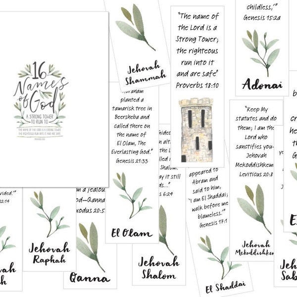 16 Names of God Bookmarks + BONUS El Roi PDF download printable