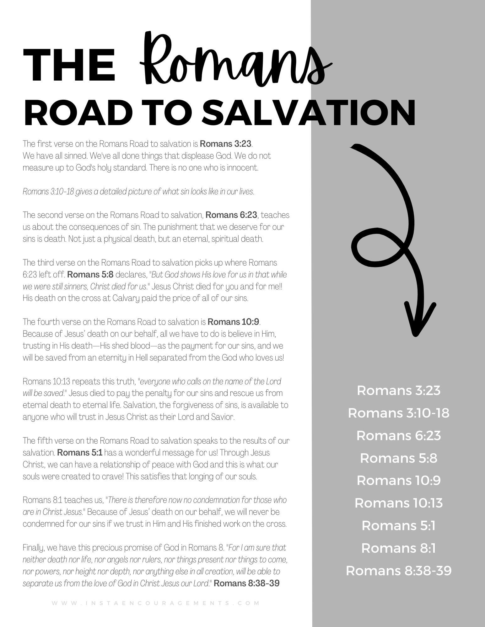 The Romans Road to Salvation Guide PDF Download Printable—new Now ...