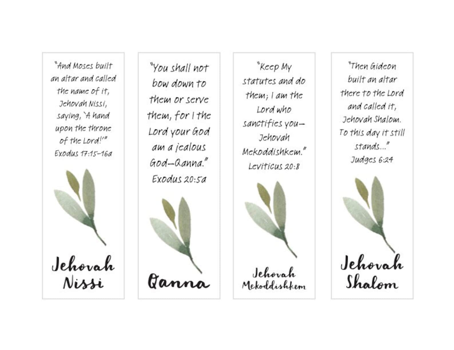 16 Names of God Bookmarks + BONUS El Roi PDF Download Printable - Etsy