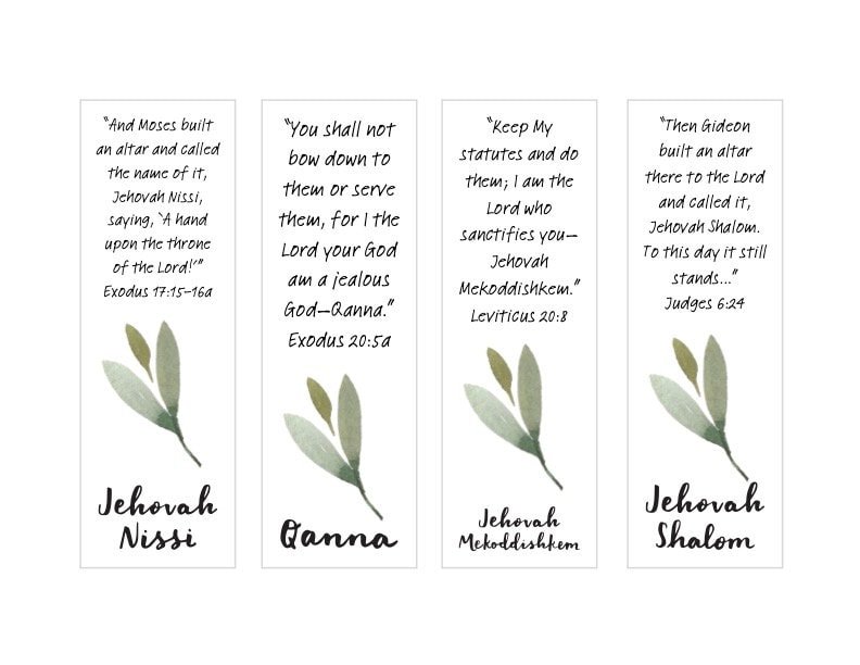 16 Names of God Bookmarks + BONUS El Roi PDF Download Printable - Etsy