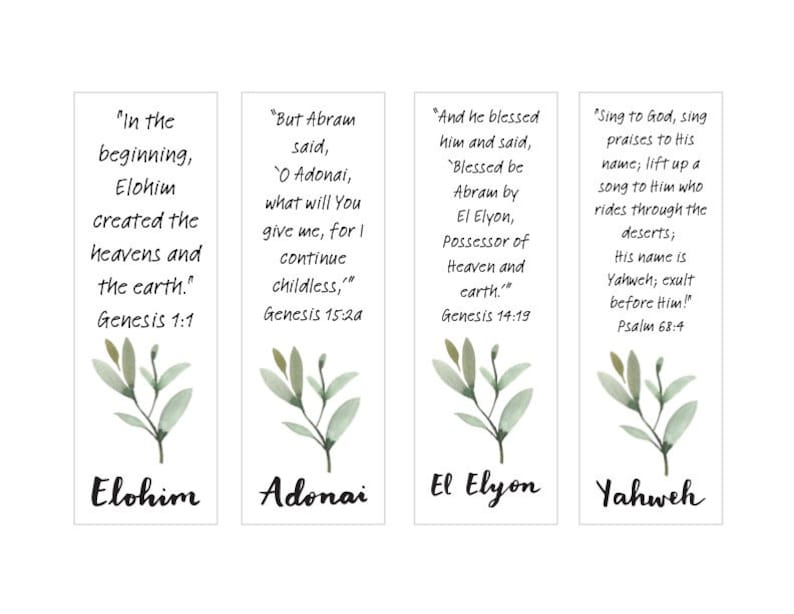 Free Printable Names Of God Bookmarks