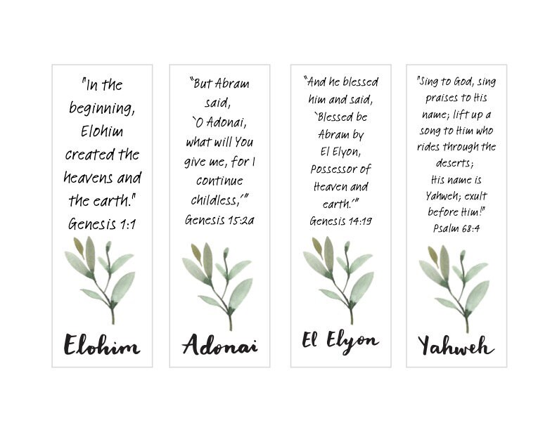 16 Names of God Bookmarks + BONUS El Roi PDF Download Printable - Etsy