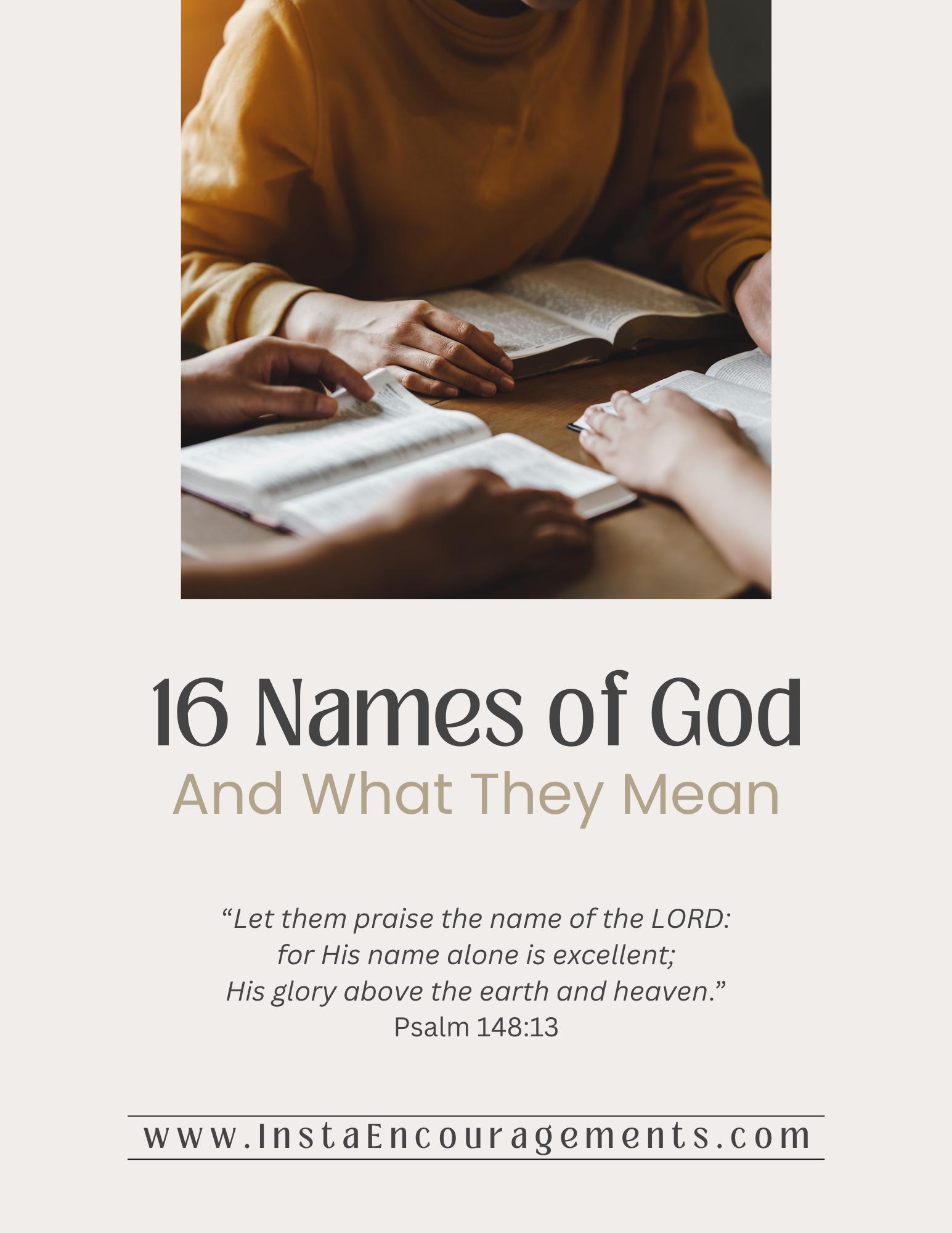 NEW 16 Names of God & What They Mean Frame-worthy Downloadable ...