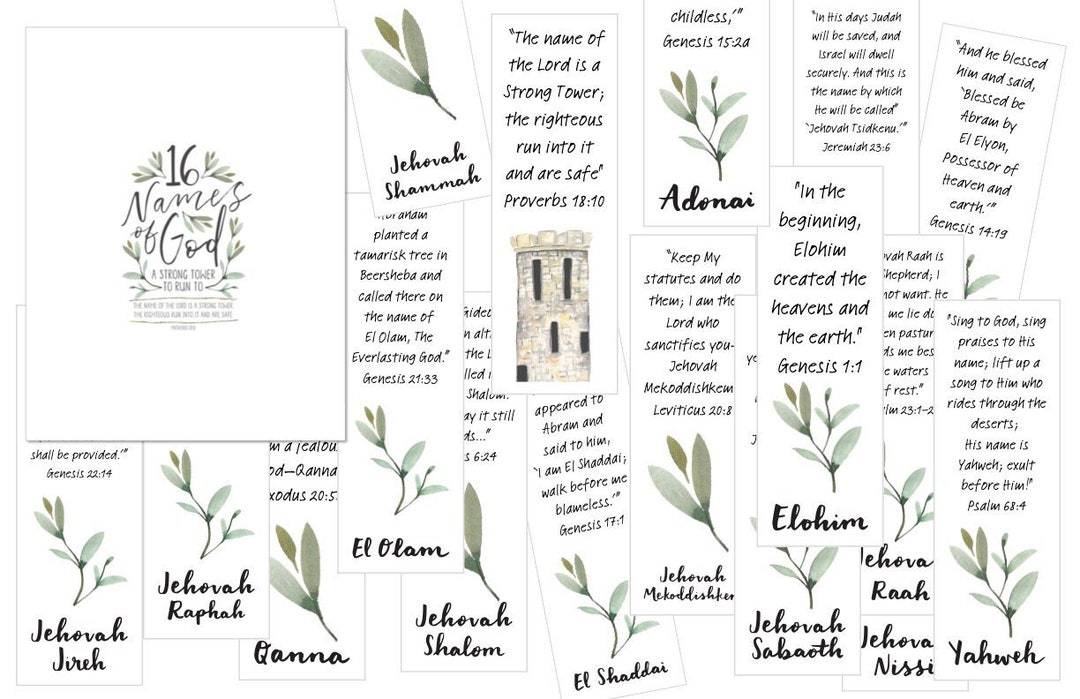 16 Names of God Bookmarks + BONUS El Roi PDF Download Printable - Etsy