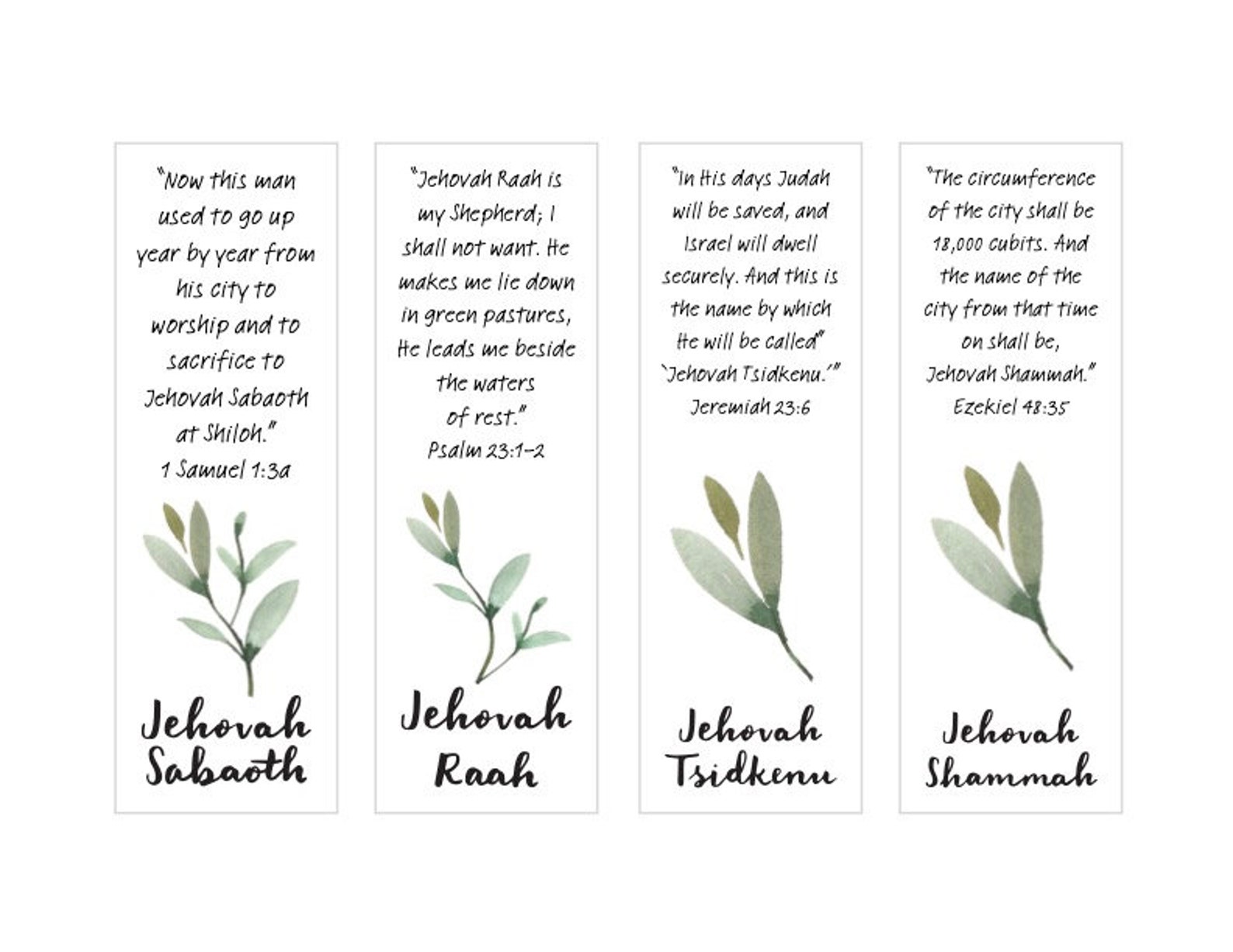 16 Names of God Bookmarks + BONUS El Roi PDF Download Printable - Etsy