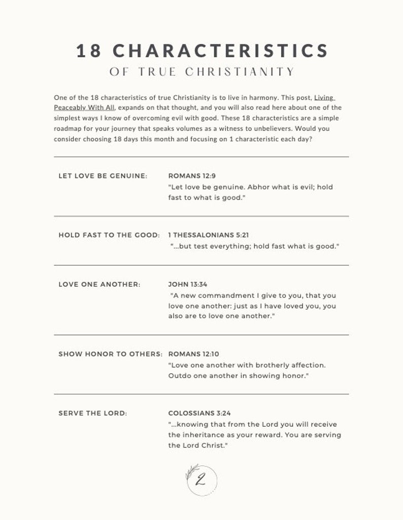 18 Characteristics of True Christianity Bible Study Guide PDF download printable image 3