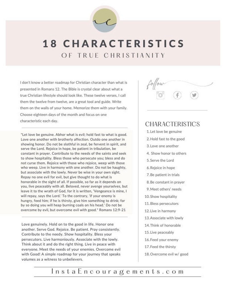 18 Characteristics of True Christianity Bible Study Guide PDF download printable image 2