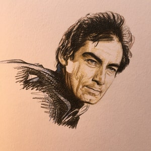 Limited edition Art Print of TIMOTHY DALTON (James Bond) from the original pencil drawing by Chris Naylor