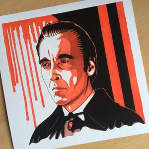 Limited edition Art Print of Christopher Lee from the original watercolour/gouache painting by Chris Naylor
