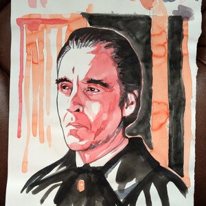 Unique  and very cool ORIGINAL artist's study of CHRISTOPHER LEE (Dracula) by Chris Naylor