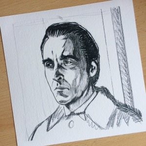 Limited edition Art Print of Christopher Lee from the original pencil sketch by Chris Naylor
