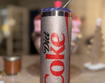 Diet Coke stainless steel cup with straw Glitter!!