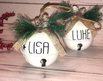 Personalized bell ornament- hottest gift of the season !  Custom white bell !