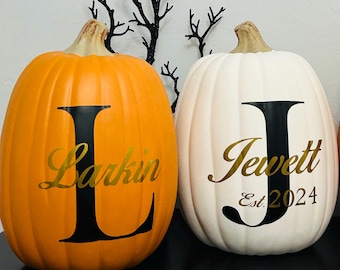 White Glossy Ceramic Pumpkins With Silver Stalk - Choice of