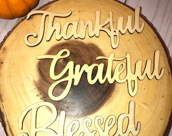 Thankful wood letters for place setting , grateful, blessed . Thanksgiving PLace settings