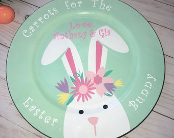 Carrots For The Easter Bunny Plate . Personalized !! SO CUTE !! Hottest Easter Decor  !!