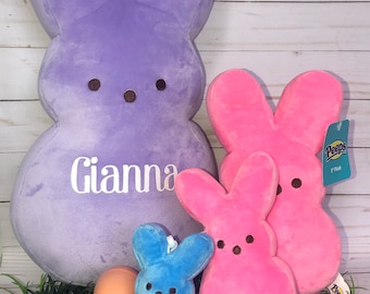 X Large 15” Easter Peeps Personalized !! Hottest Item ! Huge ! Pink , Yellow or Blue  !!