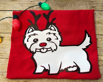 Westie reindeer shirts - any color , adult and kids ,