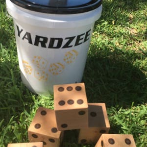 Yardzee Lawn Dice , Bucket and dry erase score sheets included Customized Personalized Name or team colors image 3