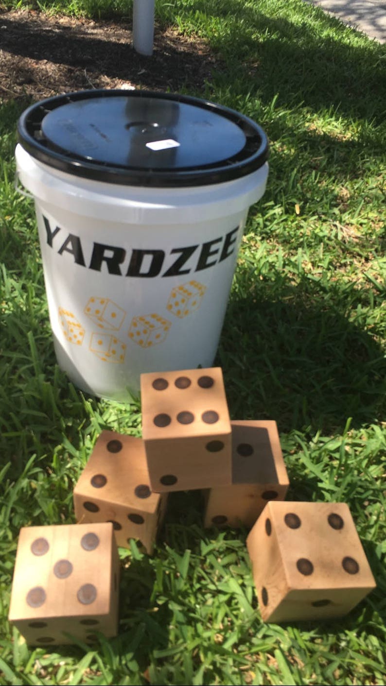 Yardzee Lawn Dice , Bucket and dry erase score sheets included Customized Personalized Name or team colors image 3