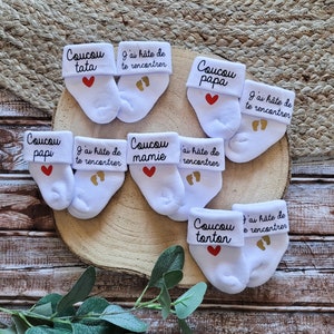 Surprise Baby Pregnancy Announcement Socks - "I Can't Wait to Meet You" Theme