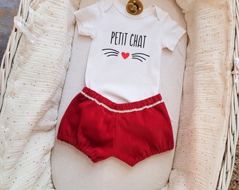 Bloomers pour bébé - thème velours rouge