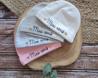 Bonnet de naissance pour bébé et nouveau-né - thème mini nous