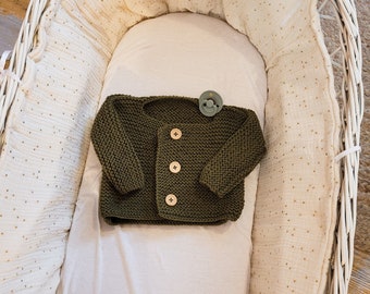 Brassière de naissance en laine pour bébé - thème kaki