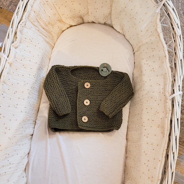 Brassière de naissance en laine pour bébé - thème kaki