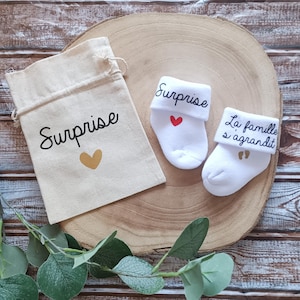 Baby pregnancy announcement socks - surprise theme the family is growing