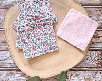 Juego de 5 toallitas lavables de rizo de bambú y algodón para el cuidado facial y corporal.