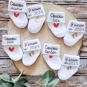 Customizable pregnancy announcement socks - I'm coming in 2025-2026 theme