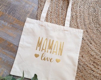 Tote-bag en coton beige pour femme - thème maman love