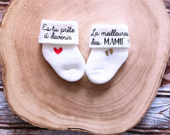 Surprise pregnancy announcement socks for family - are you ready to be... theme