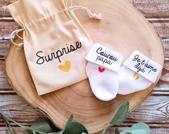 Customizable Pregnancy Announcement Baby Socks - I Love You Already Theme