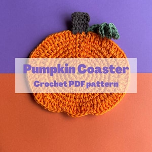 Pumpkin Coaster Crochet Pattern: Halloween Applique (PDF Digital Download)