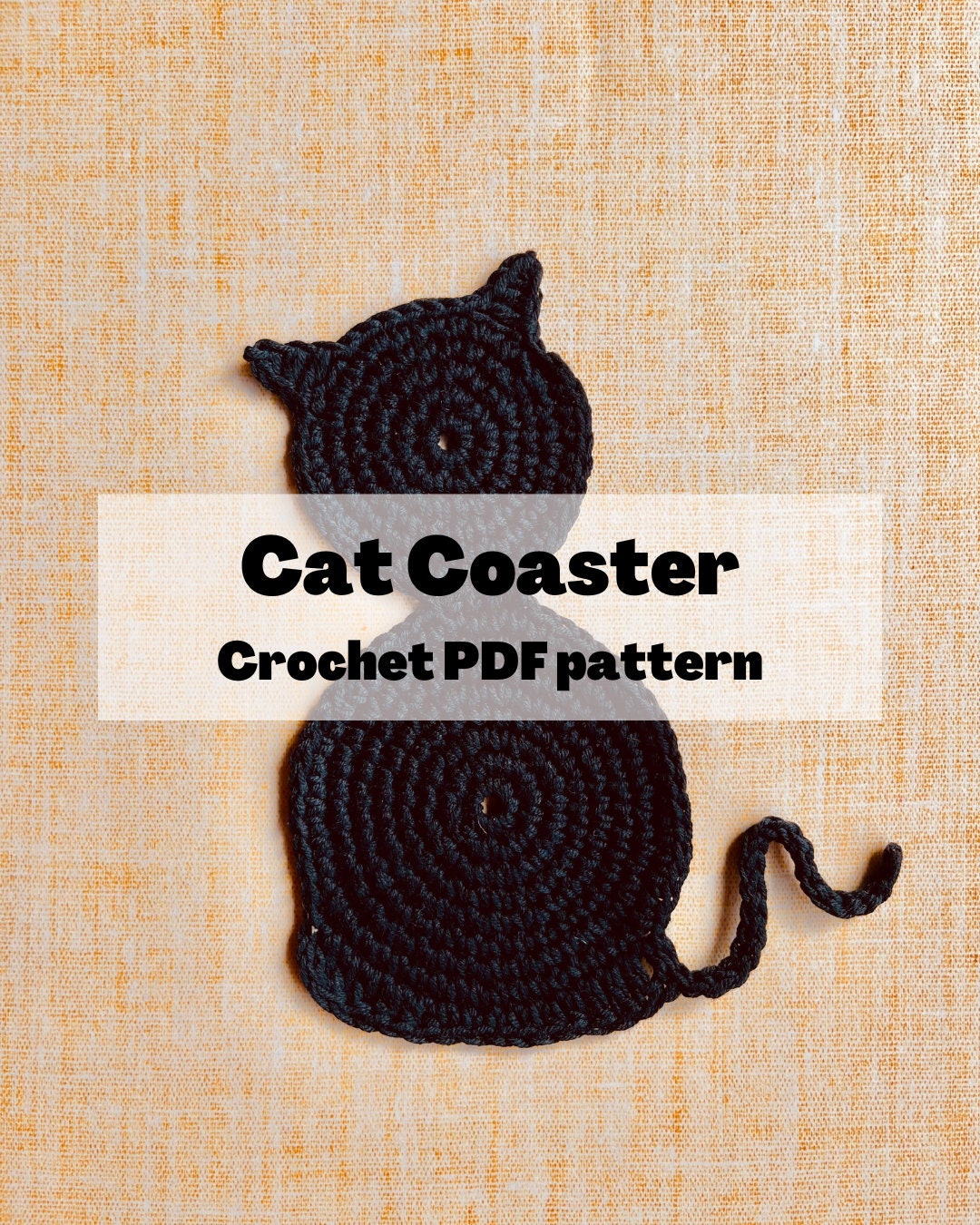 30 Cat Coaster Crochet Patterns for Cat Lovers, Gifts, and Cozy Home Decor 27 Halloween Cat Coaster Applique Crochet Pattern