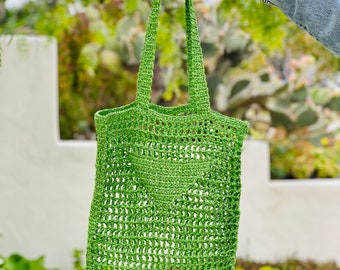 Raffia tote | Summer tote | Crochet bag | Shopping bag