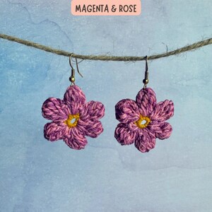 Handmade Crochet Flower Earrings - Boho Chic Floral Dangles