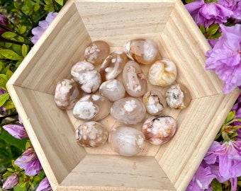 Flower (Cherry Blossom) Agate Tumbled Stone - Healing Crystal - Growth, Divine Feminine, Protection, Manifesting
