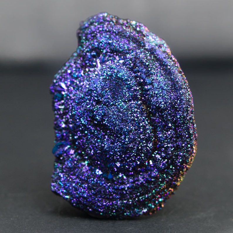 DS0418 Sparkling Druzy Gemstone Peacock Blue Purple Chalcedony Druzy Rosette 34 x 26 mm Druzy for Jewelry Making and Wire Wrapping